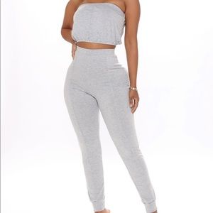 Keeping it in line jogger set - heather gray